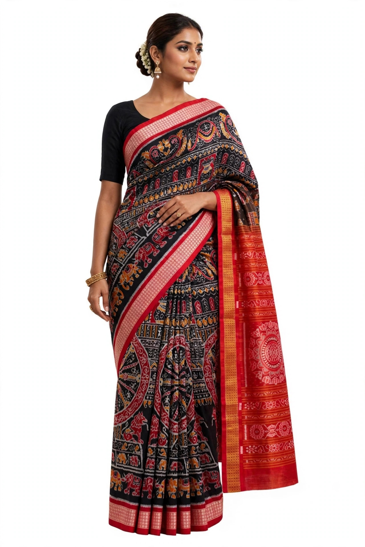 Pure Silk Sambalpuri Pasapali Saree Pink Blue